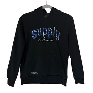 Supply &‎ Demand Hoodie Sweatshirt Kids Large 12-13 Black Graphic Pullover Logo